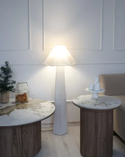 Lampa podłogowa DEMBI Len syntetyczny Jasnobeżowy
