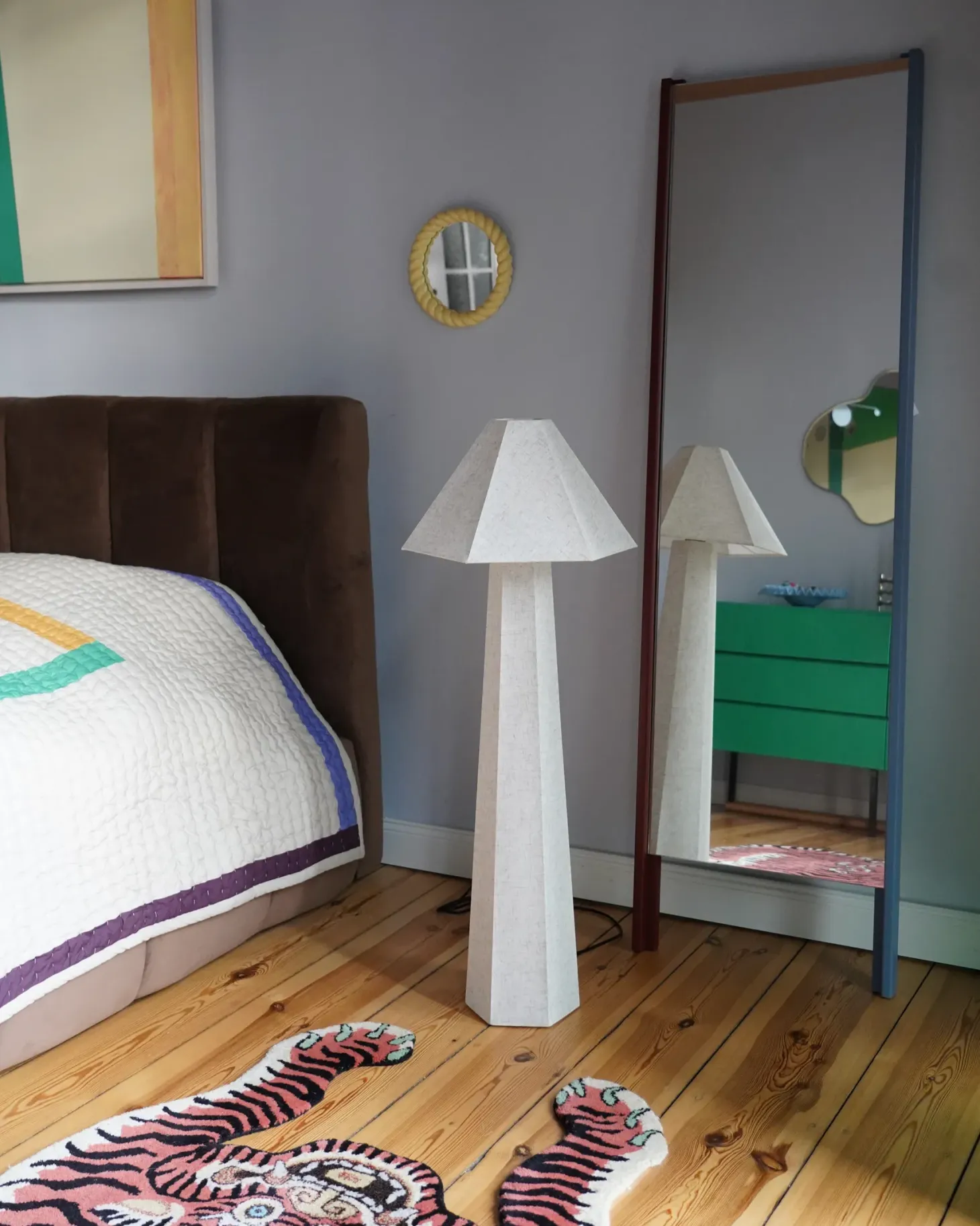 Lampa podłogowa DEMBI Len syntetyczny Jasnobeżowy