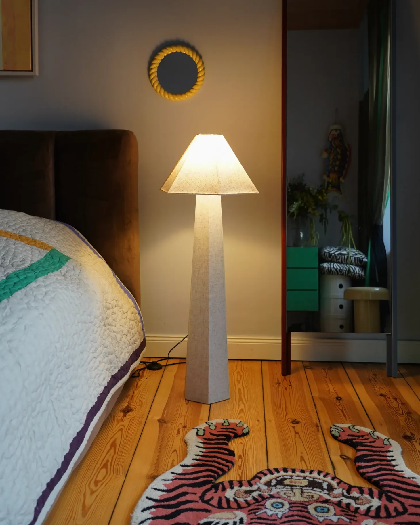 Lampa podłogowa DEMBI Len syntetyczny Jasnobeżowy