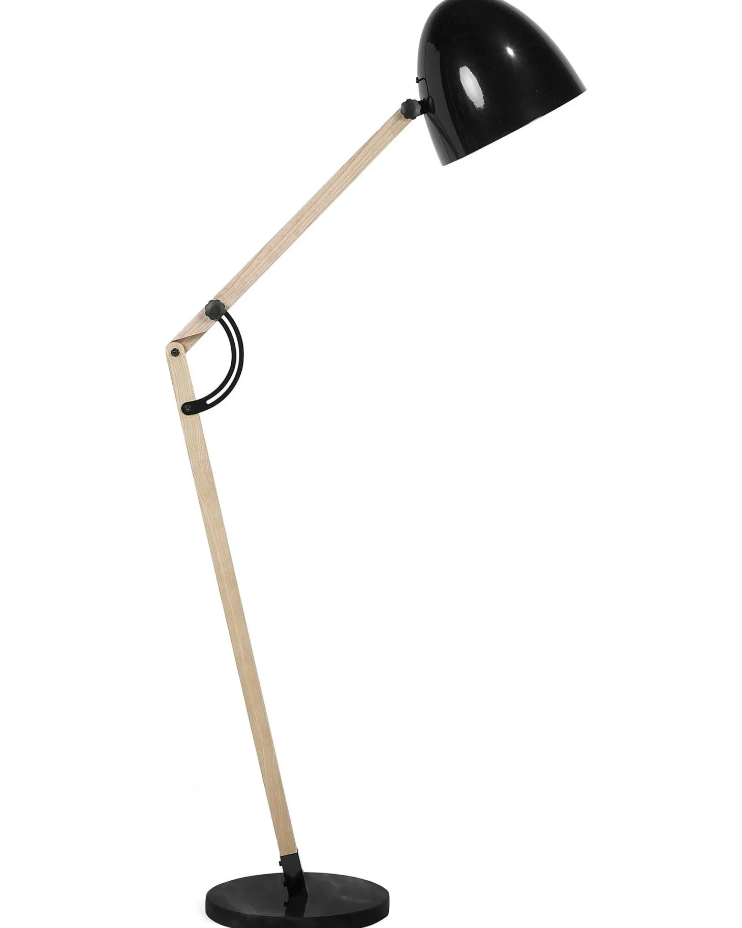 Lampa podłogowa HETTON Regulowana Drewno dębowe Czarny