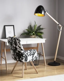 Lampa podłogowa HETTON Regulowana Drewno dębowe Czarny