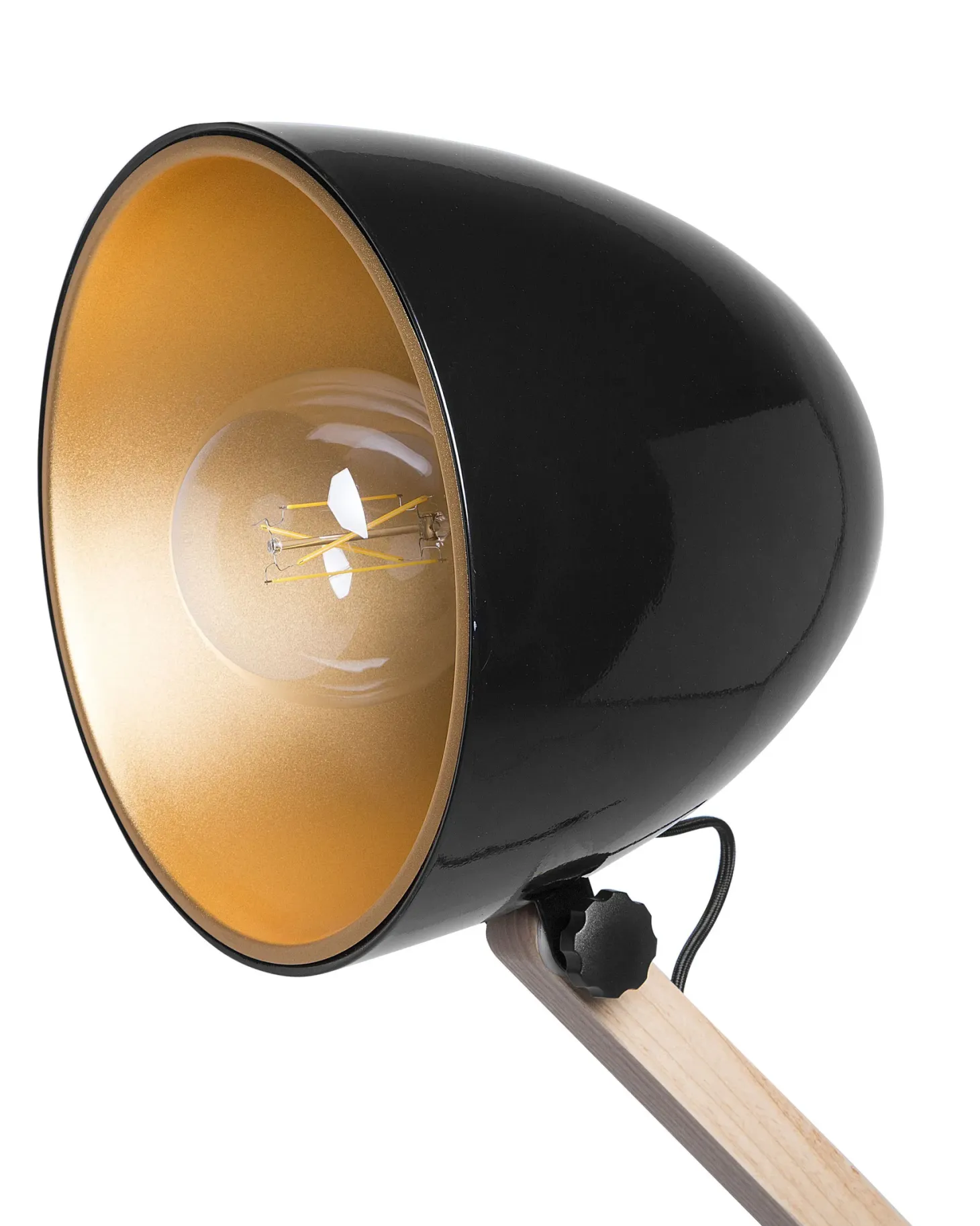 Lampa podłogowa HETTON Regulowana Drewno dębowe Czarny