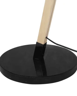 Lampa podłogowa HETTON Regulowana Drewno dębowe Czarny