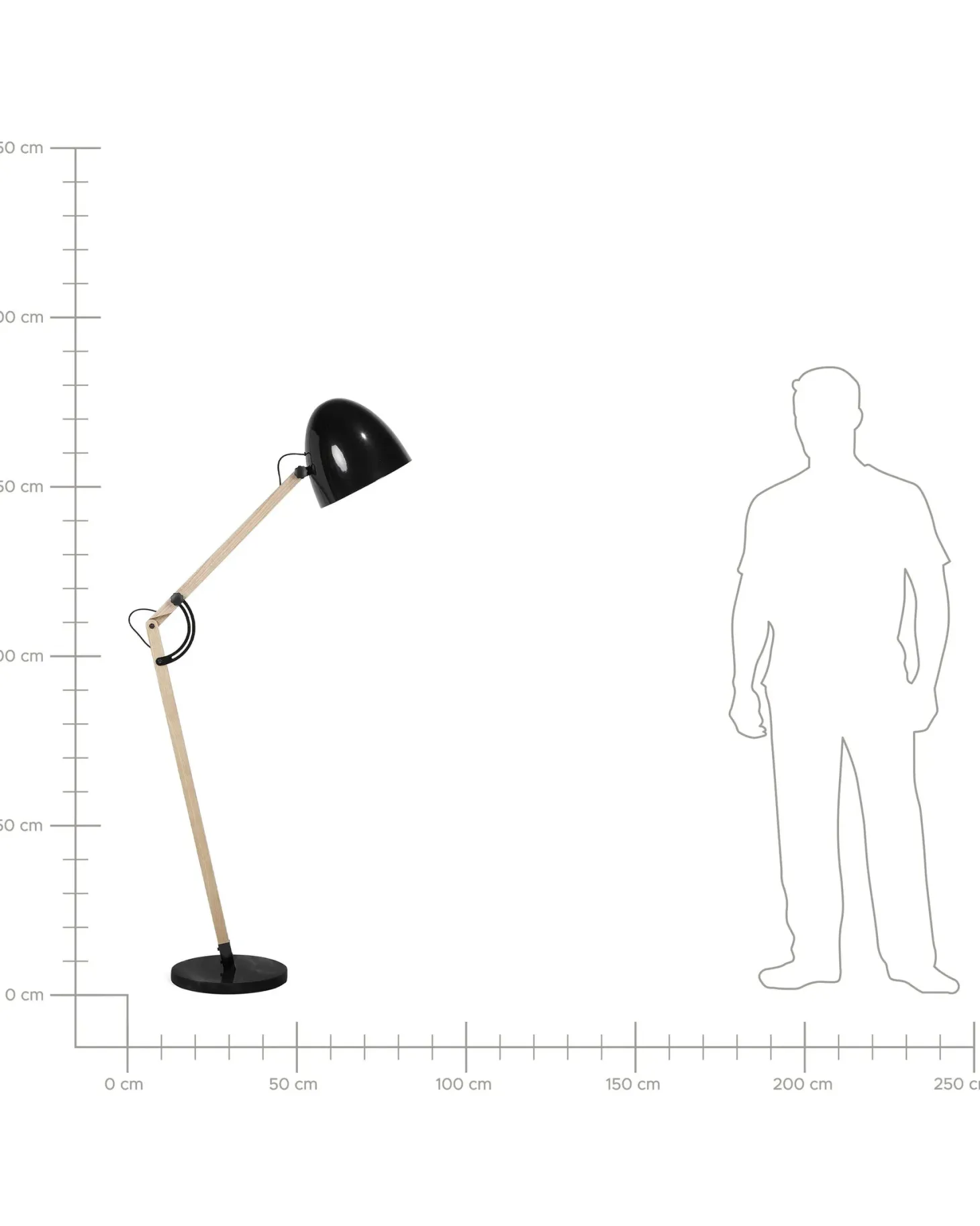 Lampa podłogowa HETTON Regulowana Drewno dębowe Czarny