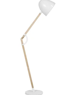 Lampa podłogowa HETTON Regulowana Drewno dębowe Biały