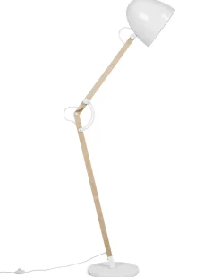 Lampa podłogowa HETTON Regulowana Drewno dębowe Biały