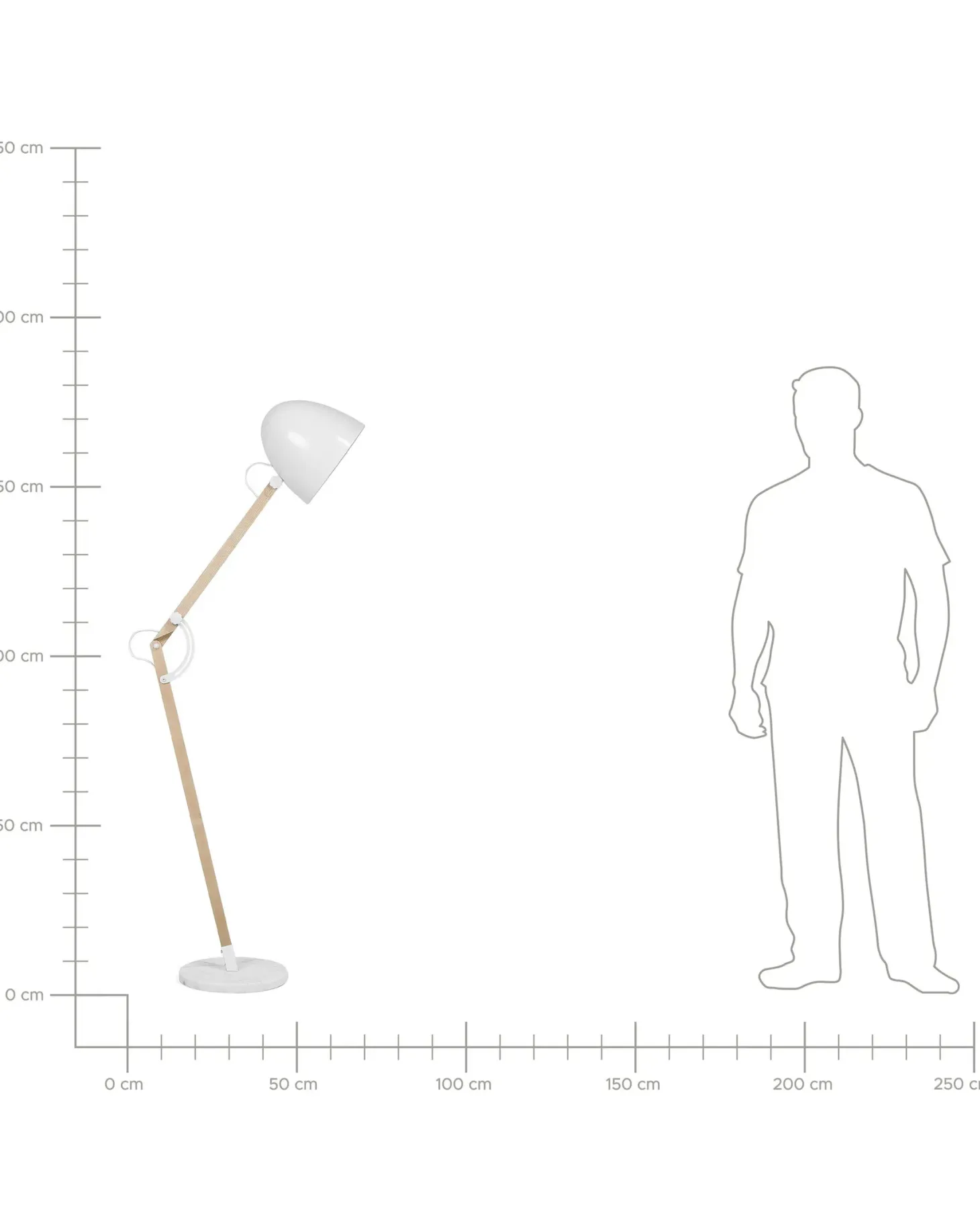 Lampa podłogowa HETTON Regulowana Drewno dębowe Biały