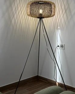 Lampa podłogowa JAVARI Bambus Brązowy/ czarny