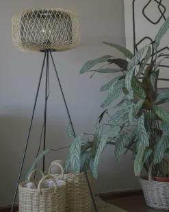 Lampa podłogowa JAVARI Bambus Brązowy/ czarny