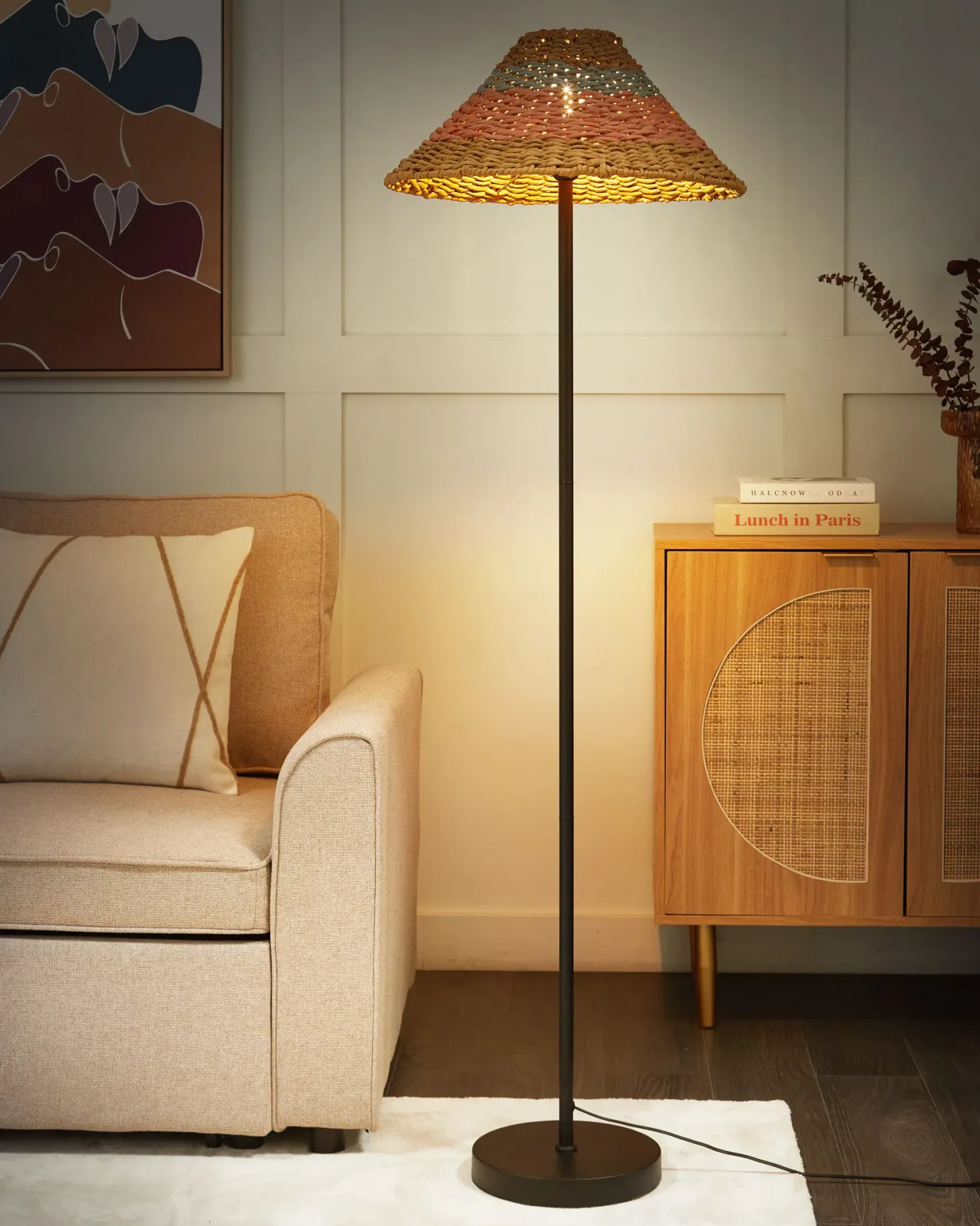 Lampa podłogowa KYOGA Papierowa plecionka Beżowy