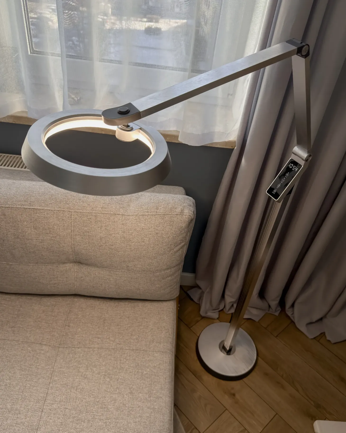 Lampa podłogowa LED CARINA Ze ściemniaczem Metal Srebrny