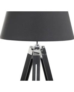 Lampa podłogowa MADEIRA Drewno sosnowe Czarny