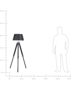 Lampa podłogowa MADEIRA Drewno sosnowe Czarny