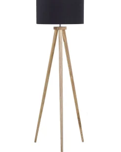 Lampa podłogowa NITRA Drewno dębowe Czarny