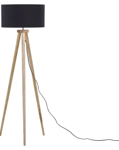 Lampa podłogowa NITRA Drewno dębowe Czarny