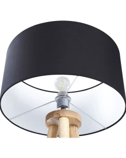 Lampa podłogowa NITRA Drewno dębowe Czarny