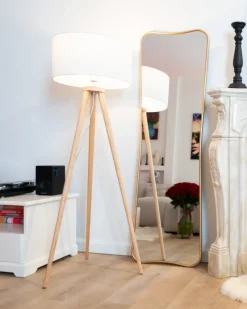 Lampa podłogowa NITRA Drewno dębowe Biały