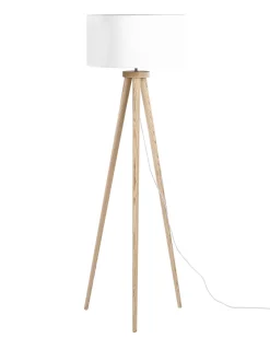 Lampa podłogowa NITRA Drewno dębowe Biały