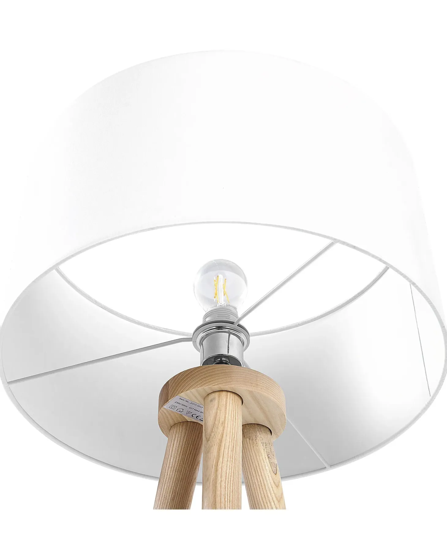 Lampa podłogowa NITRA Drewno dębowe Biały