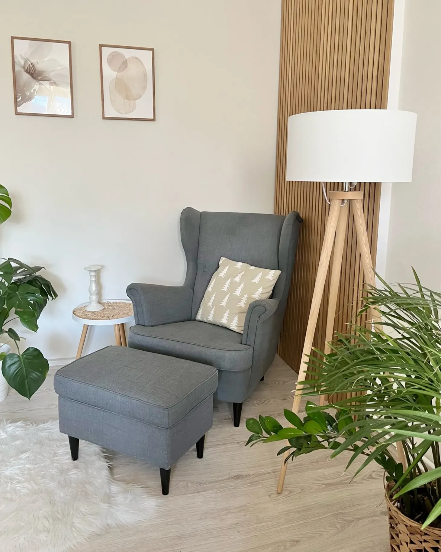 Lampa podłogowa NITRA Drewno dębowe Biały