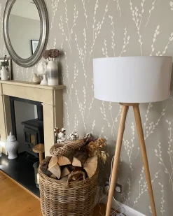 Lampa podłogowa NITRA Drewno dębowe Biały