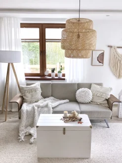 Lampa podłogowa NITRA Drewno dębowe Szary