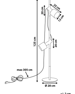 Lampa podłogowa OWENS Regulowana Drewno dębowe Czarny
