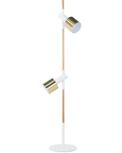 Lampa podłogowa OWENS Regulowana Drewno jesionowe Biały