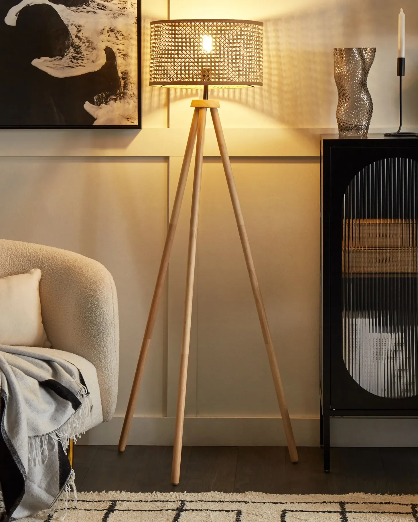 Lampa podłogowa PENTON Rattan Naturalny