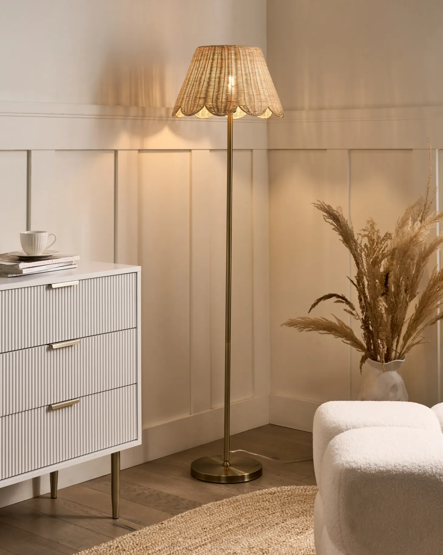 Lampa podłogowa SALM Rattan Naturalny