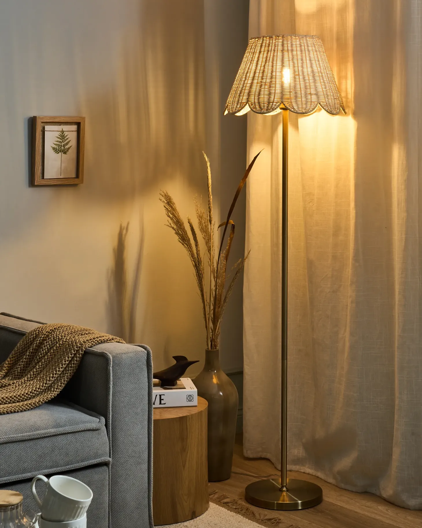 Lampa podłogowa SALM Rattan Naturalny