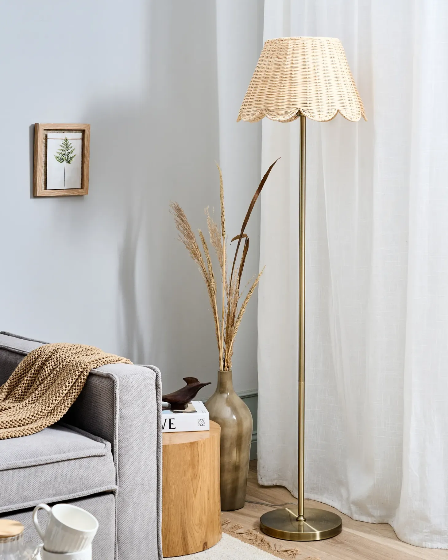 Lampa podłogowa SALM Rattan Naturalny