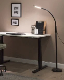 Lampa podłogowa/zaciskowa LED APUS Z pilotem Ze ściemniaczem Metal Czarny