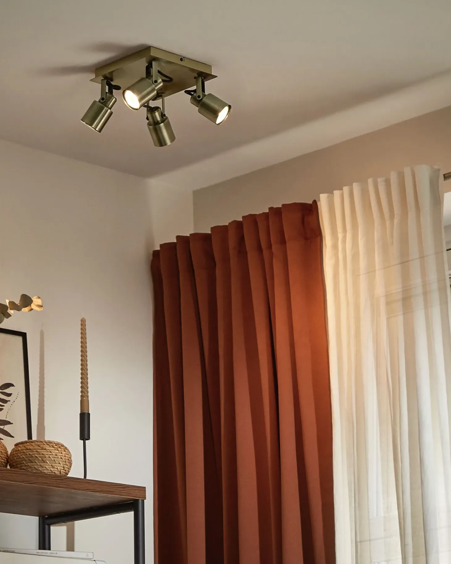 Lampa spot 4-punktowa BONTE Regulowana Metal Mosiężny