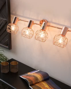 Lampa spot 4-punktowa CHENAB Miedziany Metal Regulowana