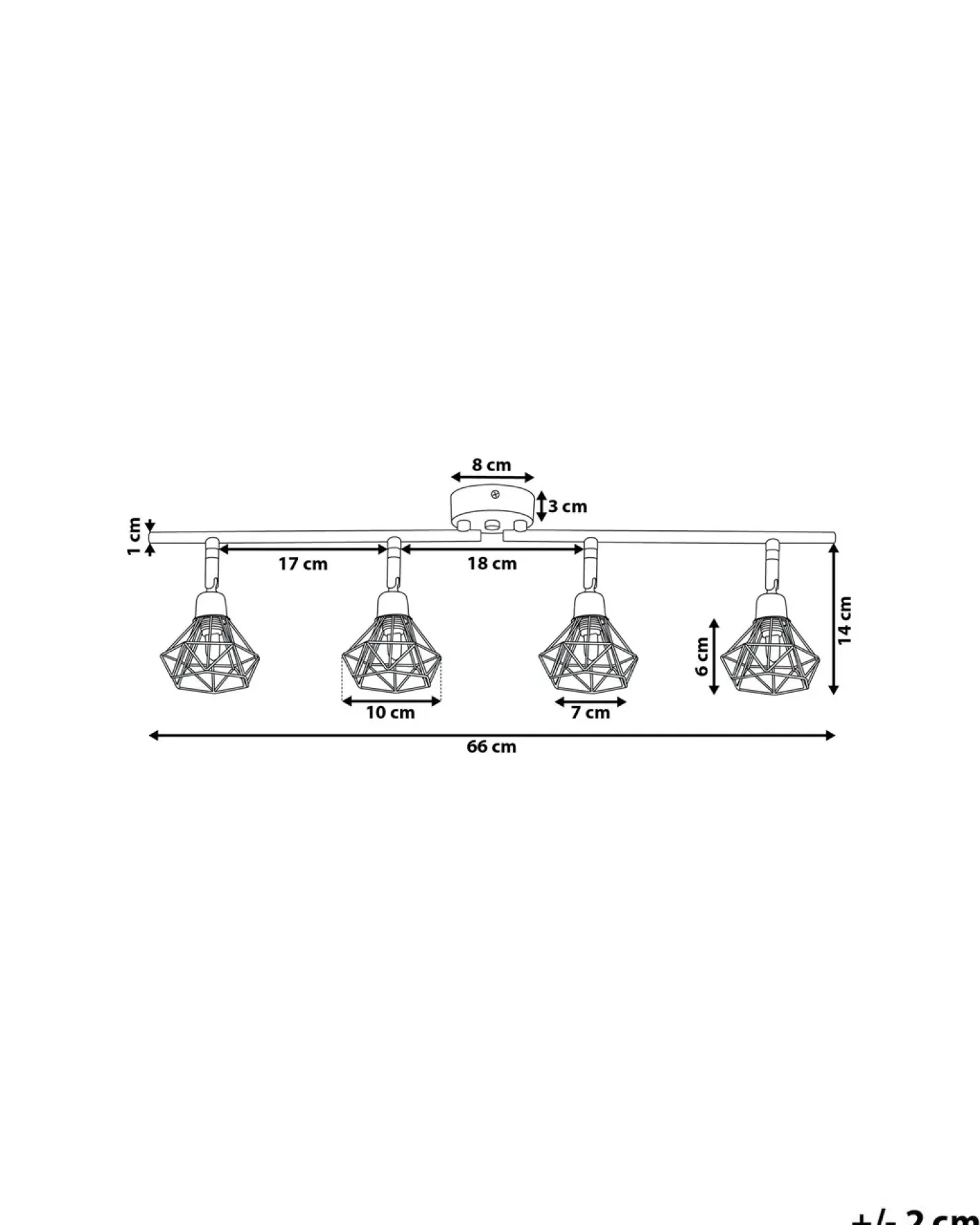 Lampa spot 4-punktowa ERMA Czarny Metal Regulowana