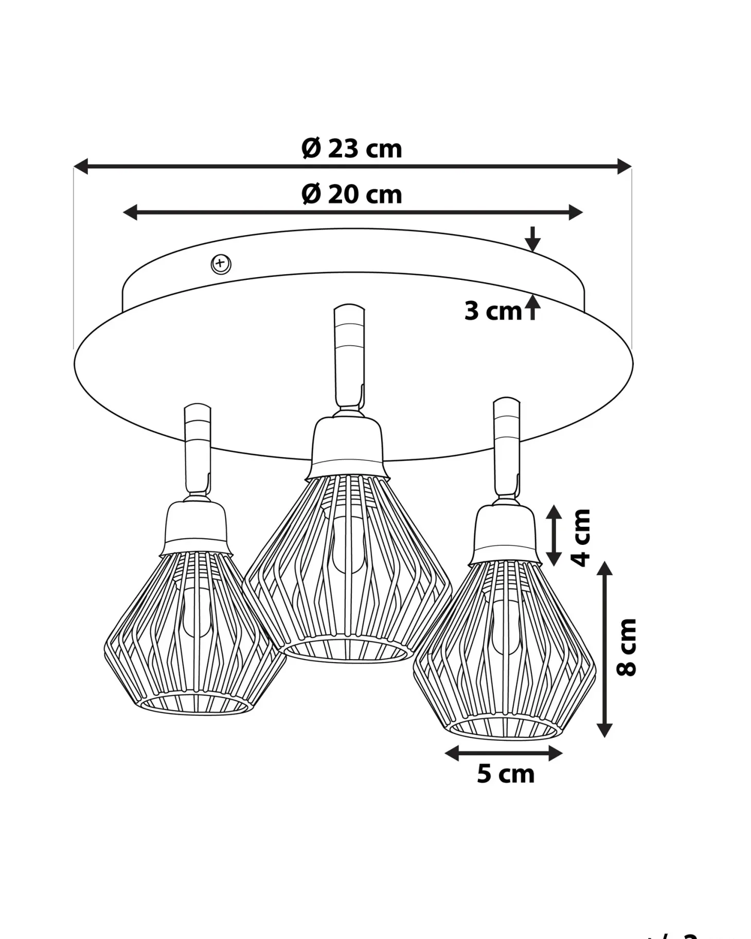 Lampa spot 3-punktowa VOLGA Regulowana Metal Czarny