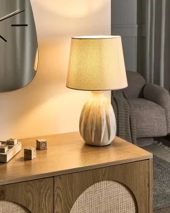 Lampa stołowa AGUAN Ceramika Jasnobeżowy