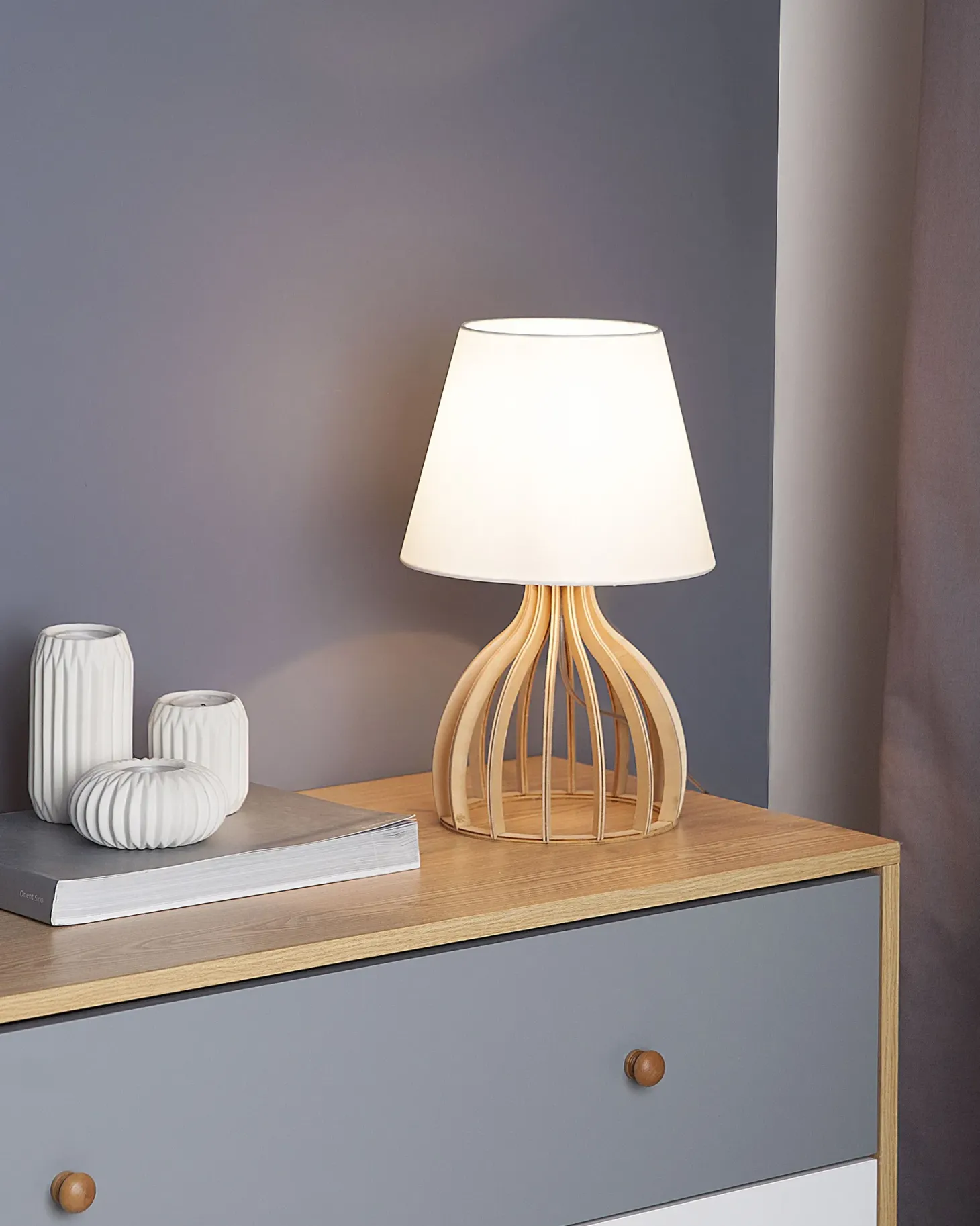 Lampa stołowa AGUEDA Brązowy/ biały