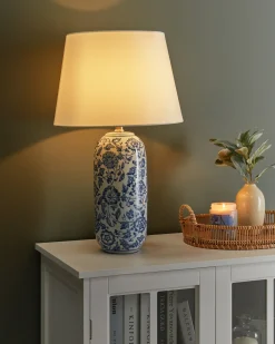 Lampa stołowa AIBONITO Porcelana Biały/ niebieski