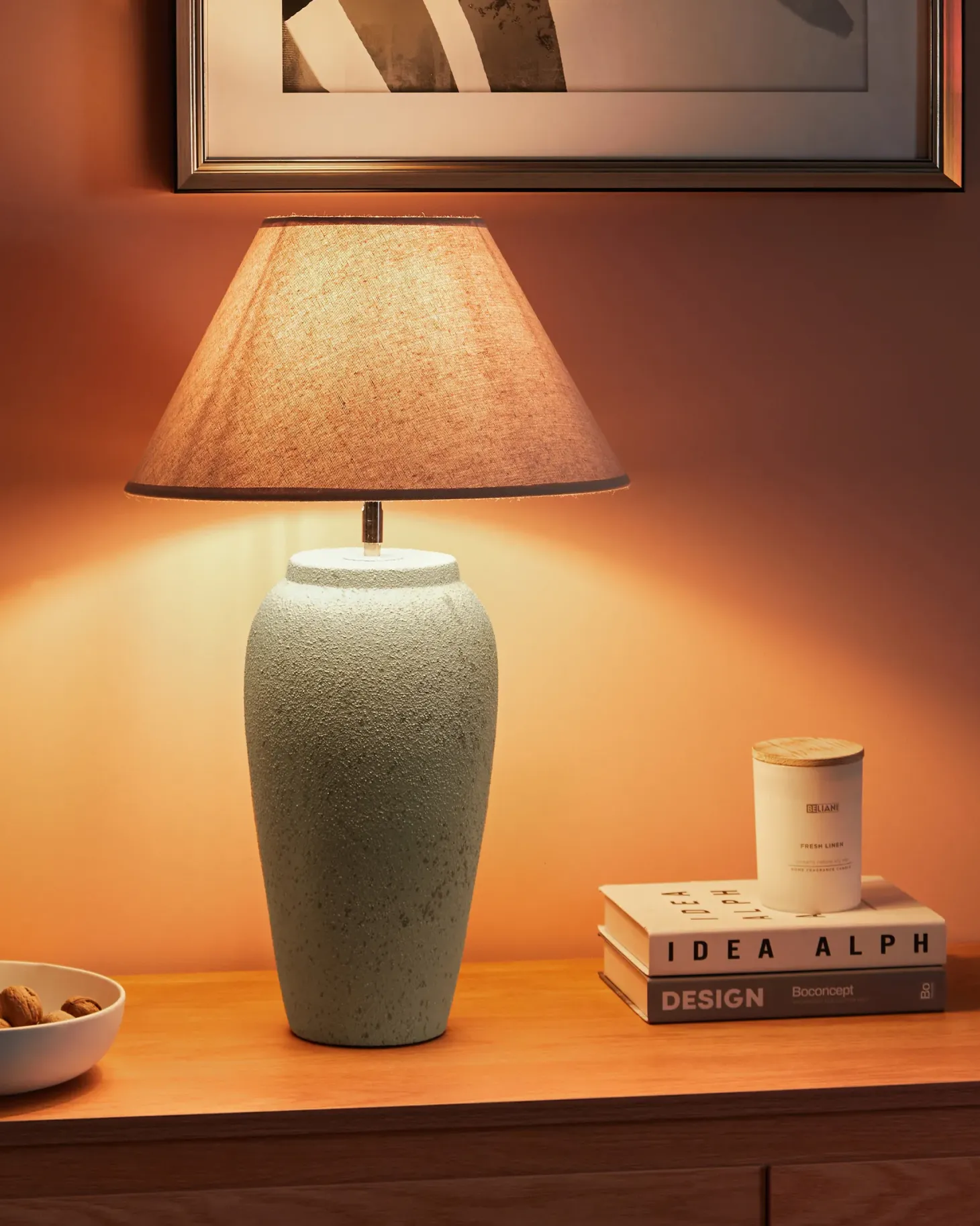 Lampa stołowa AMBLO Ceramika Złamana biel