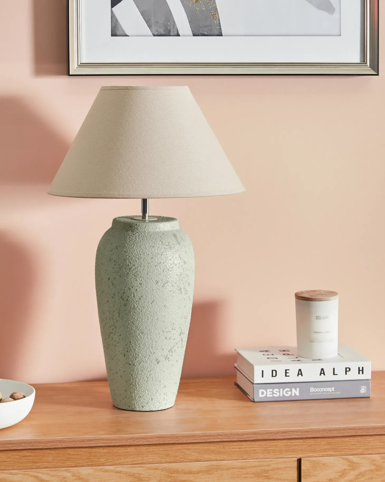 Lampa stołowa AMBLO Ceramika Złamana biel