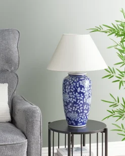 Lampa stołowa ANGELES Porcelana Niebieski