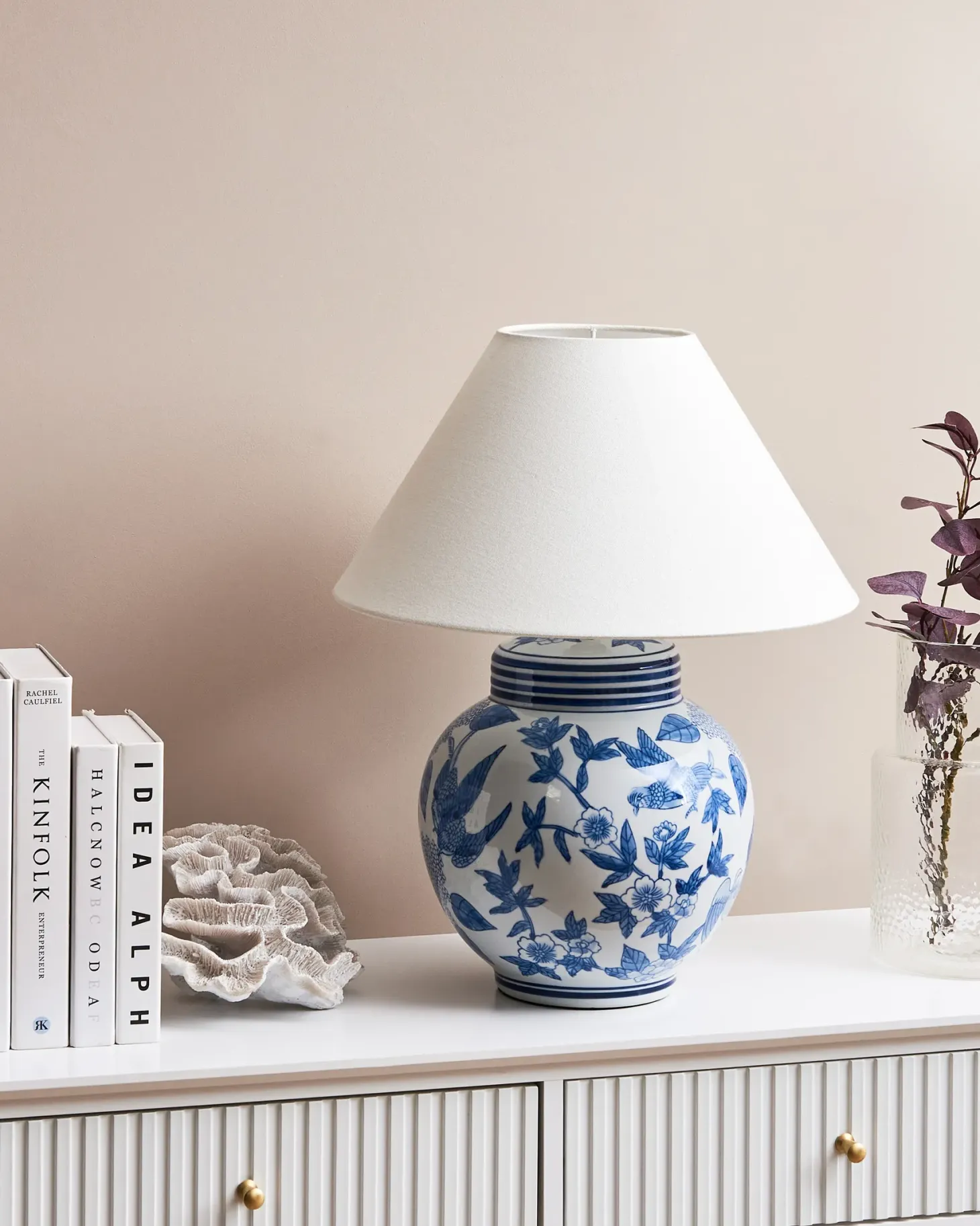 Lampa stołowa ARUNCA Porcelana Biały/ niebieski