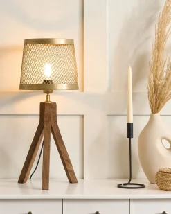Lampa stołowa BEKI Drewno mango Brązowy