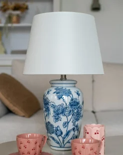 Lampa stołowa BELUSO Porcelana Biały/ niebieski