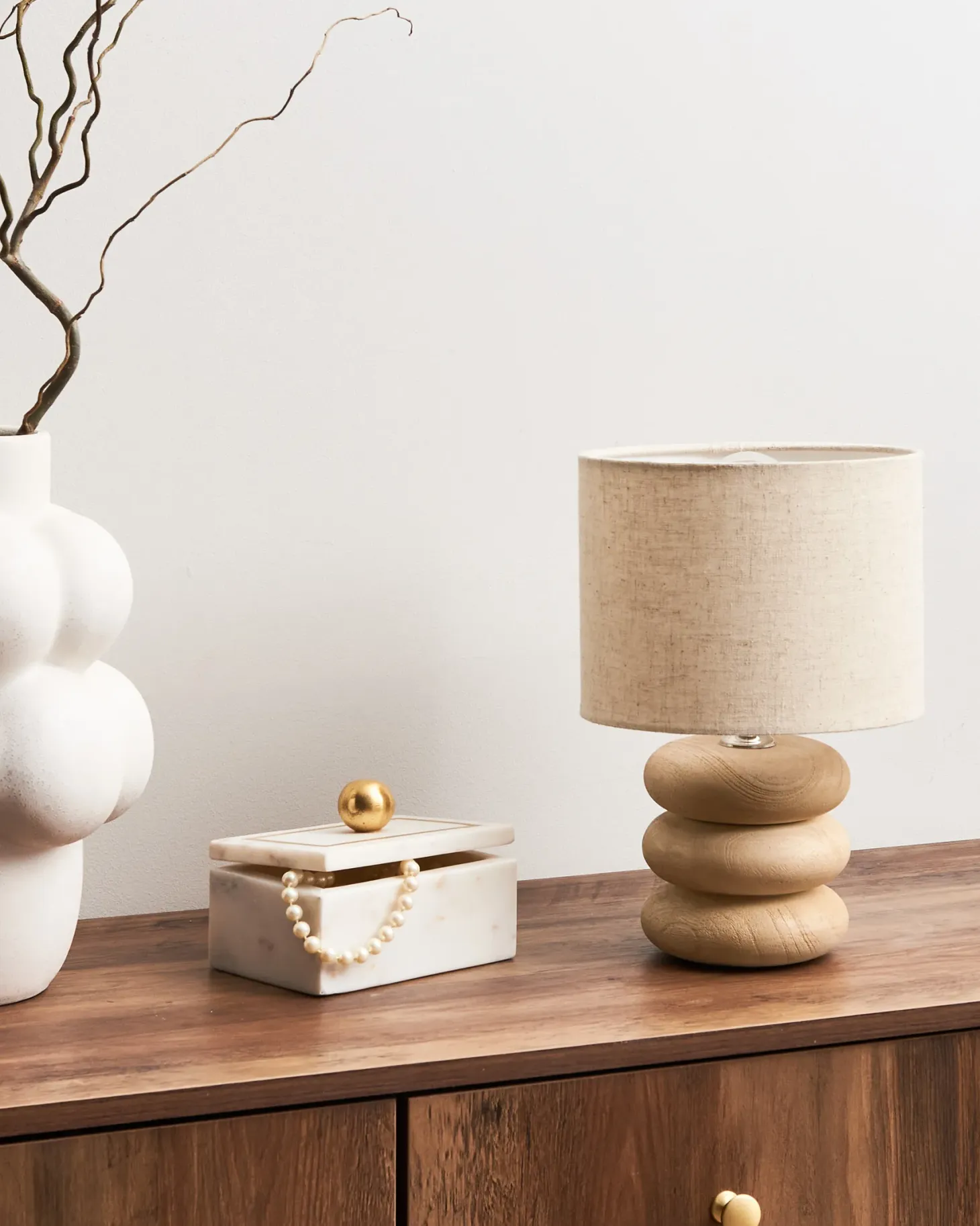 Lampa stołowa BETWA Drewno mango Jasnobrązowy