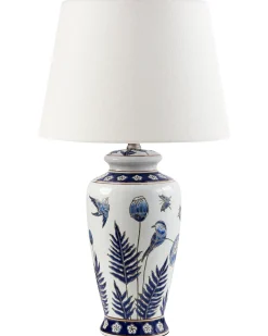 Lampa stołowa BIJELA Porcelana Biały/ niebieski