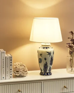 Lampa stołowa BIJELA Porcelana Biały/ niebieski