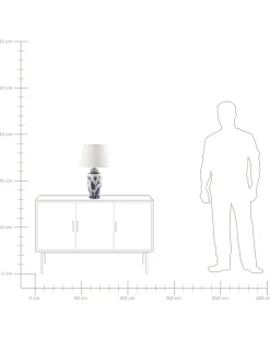Lampa stołowa BIJELA Porcelana Biały/ niebieski